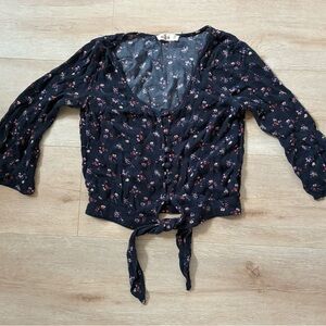 Hollister Navy Floral Top